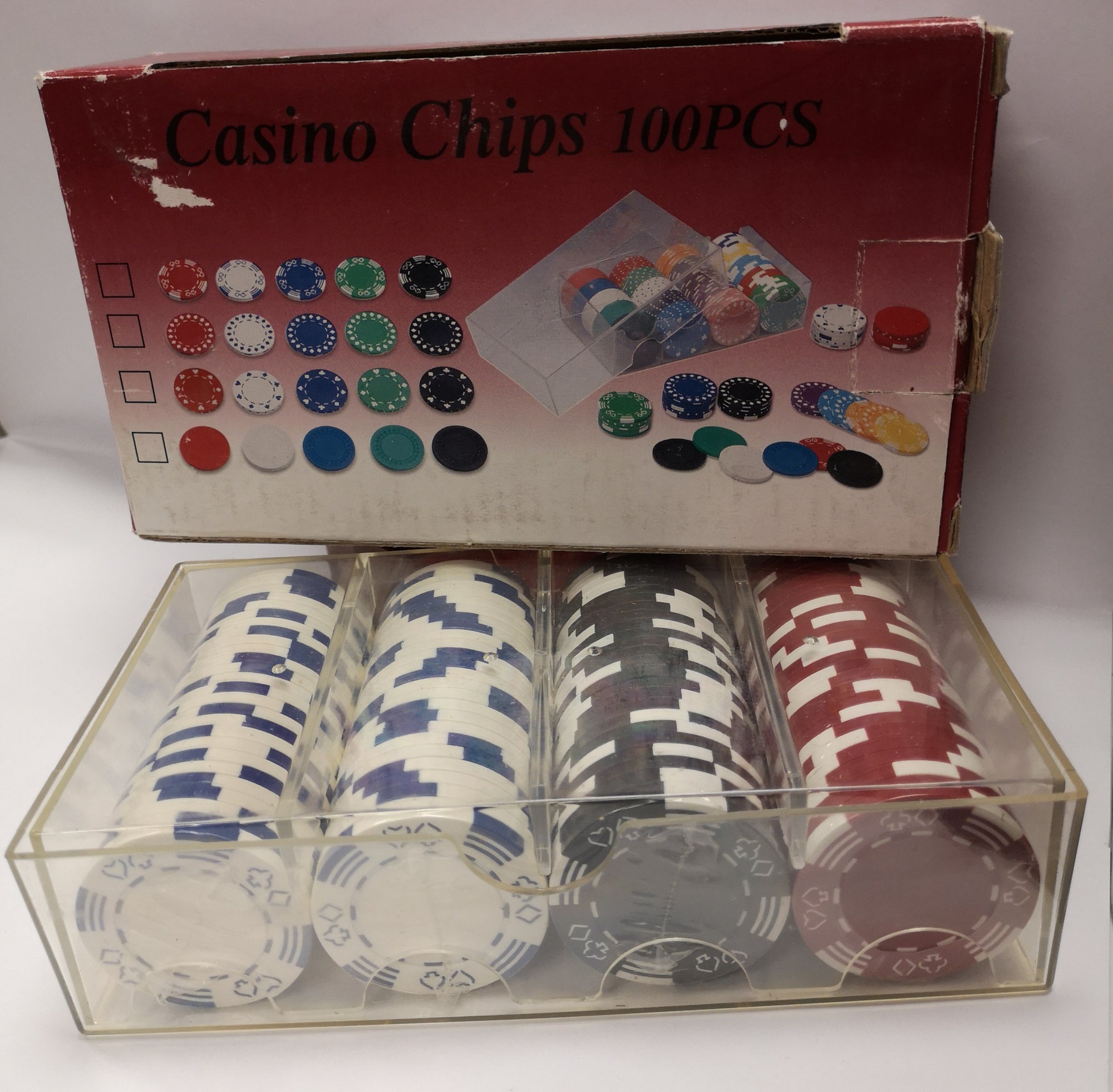 Poker Chips: Clay Lucite Box