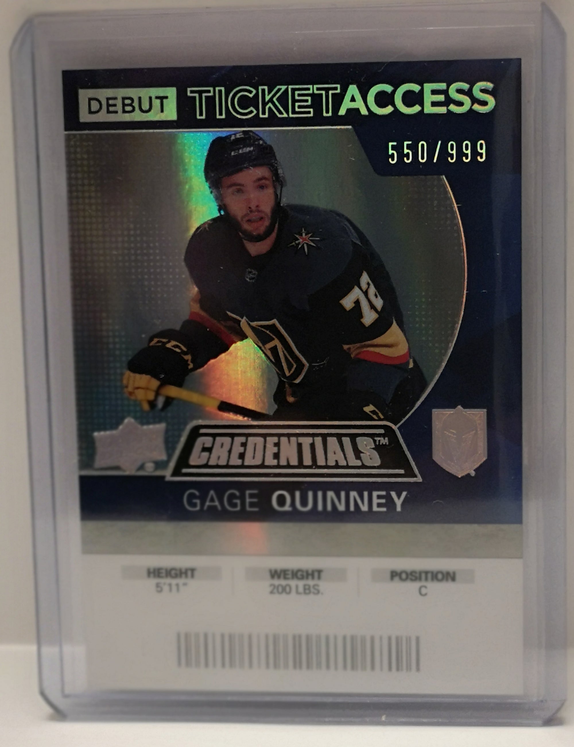 Gage Quinney #61 550/999 Debut Ticket Access Credentials