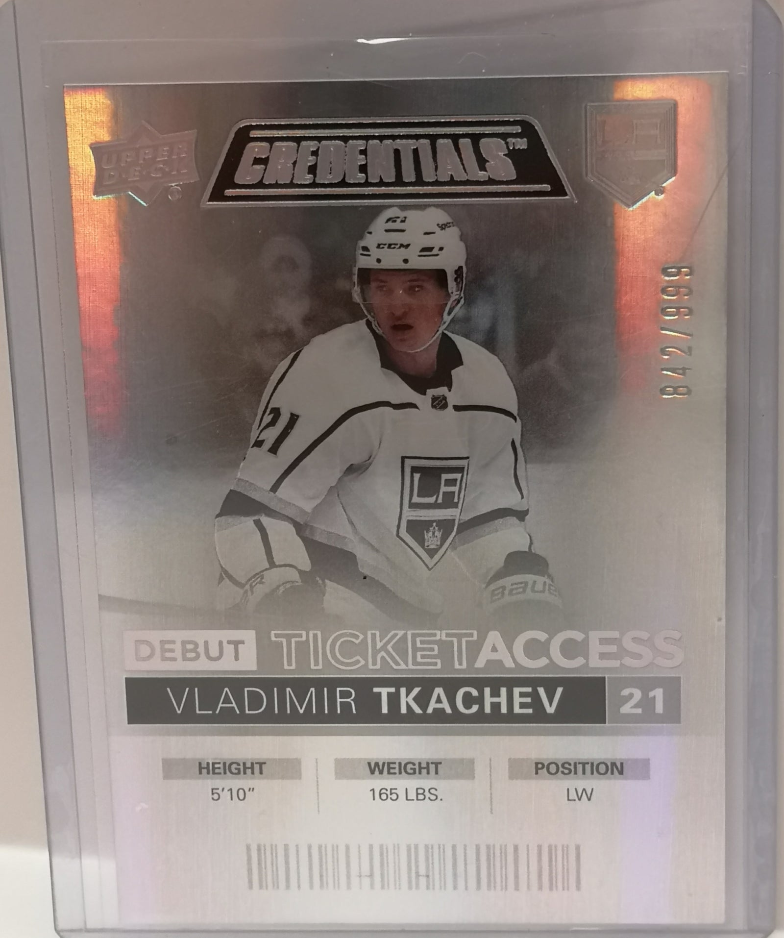 Vladimir Tkachev #69 842/999 Debut Ticket Access Credentials