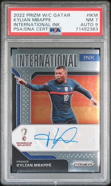 PSA 7 Auto 9 KYLIAN MBAPPE #IKM World Cup Qatar International (Cabinet)