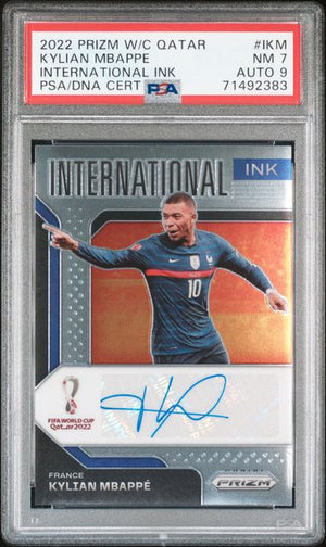 PSA 7 Auto 9 KYLIAN MBAPPE #IKM World Cup Qatar International (Cabinet)