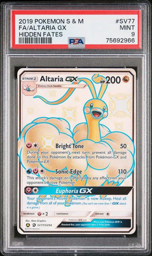 PSA 9 Altaria GX #SV77 HIDDEN FATES HOLO (Cabinet)