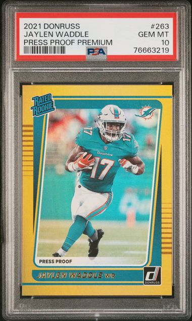 PSA 10 Jaylen Waddle #263 Press Proof Premium Rated Rookie