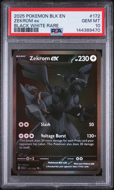 PSA 10 ZEKROM EX #172 BLACK WHITE RARE (Cabinet)