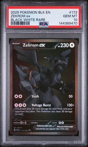 PSA 10 ZEKROM EX #172 BLACK WHITE RARE (Cabinet)