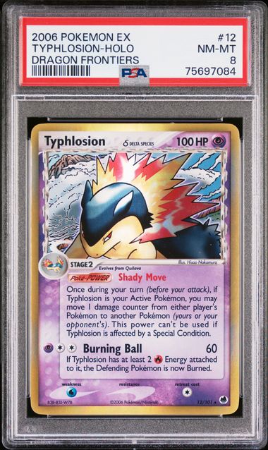 PSA 8 Typhlosion #12 DRAGON FRONTIERS HOLO (Cabinet)