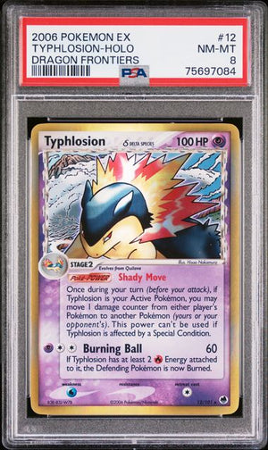 PSA 8 Typhlosion #12 DRAGON FRONTIERS HOLO (Cabinet)