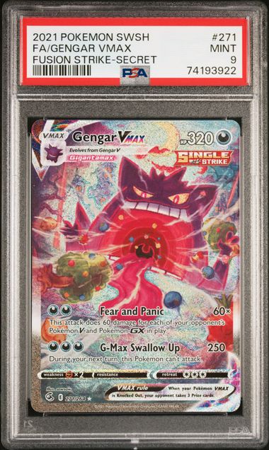 PSA 9 Gengar VMAX #271 Fusion Strike (Cabinet)