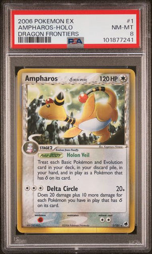 PSA 8 Ampharos #1 Dragon Frontiers Holo (Cabinet-NM)