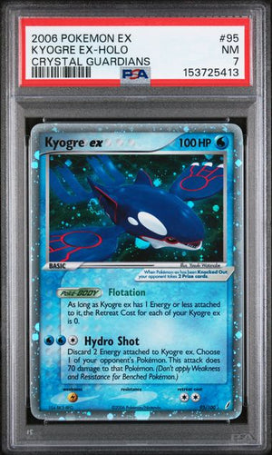 PSA 7 Kyogre ex (95)/100 Ultra Rare Holofoil EX Crystal Guardians (Cabinet)