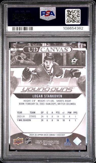PSA 10 Logan Stankoven UD Canvas Black & White #c103 (Cabinet)