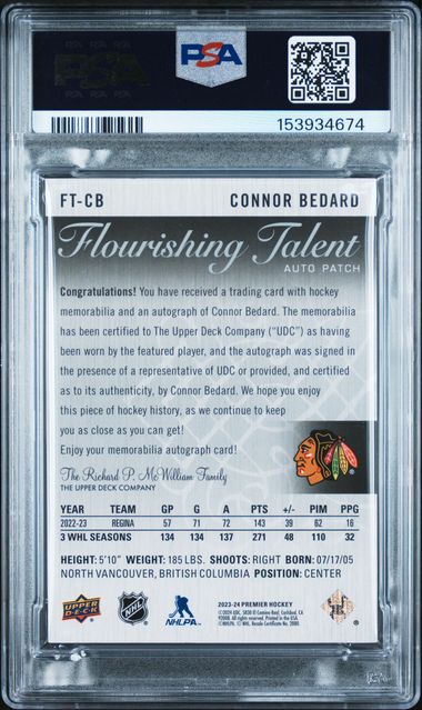 PSA 8 Connor Bedard #FT-CB Flourishing Talent 4/25 (cabinet)