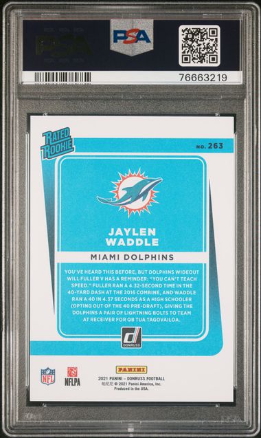 PSA 10 Jaylen Waddle #263 Press Proof Premium Rated Rookie