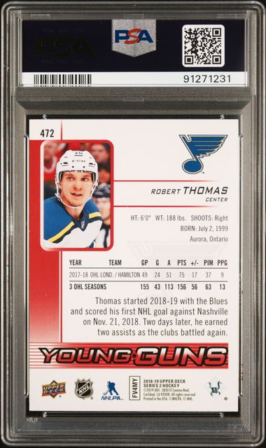 PSA 9 Robert Thomas Young Guns Exclusives #472 34/100  (Cabinet)