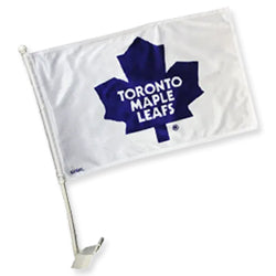 Car Flag-Leafs-White