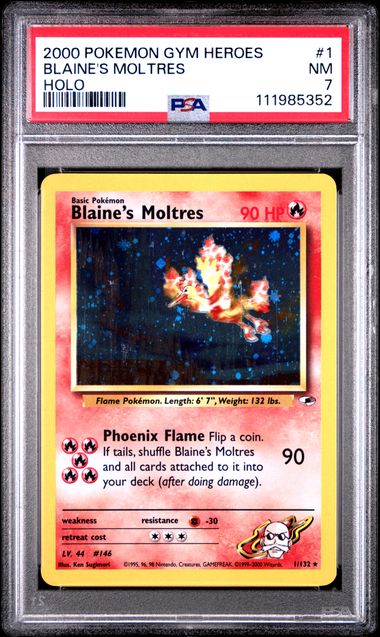 Blaine's Moltres PSA 7 gym heroes (Cabinet)