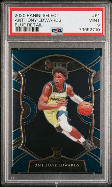 PSA 9 Anthony Edwards #61 (Blue Prizm)(Cabinet)