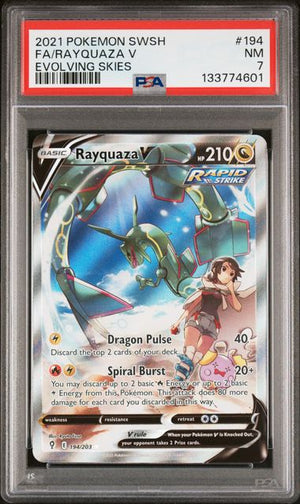PSA 7 Rayquaza V evolving skies #194 (Cabinet)