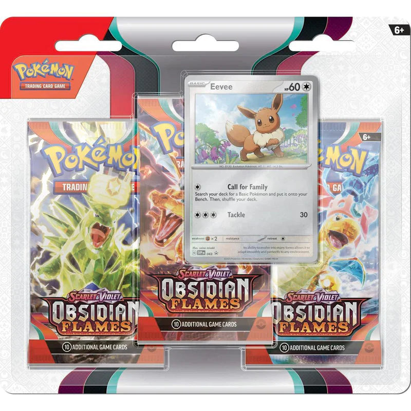 Pokémon SV3 Obsidian Flames 3pk Blister-Eevee LIMIT 2