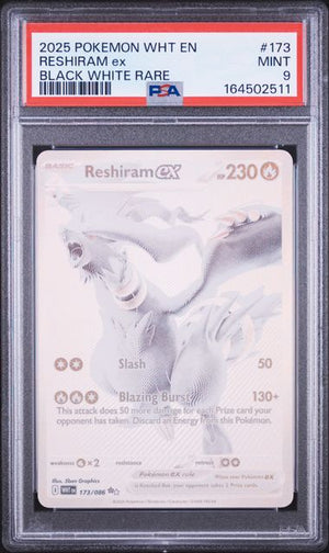 PSA 9 Reshiram #172 White Flare Black White Rare (Cabinet)