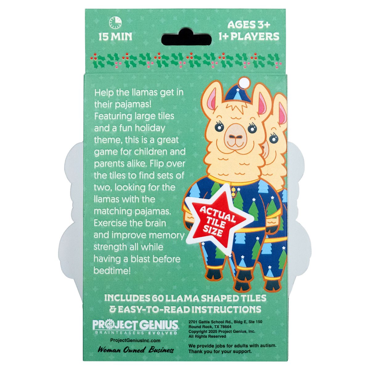 Llamas In Holiday Pajamas: Memory Card Game