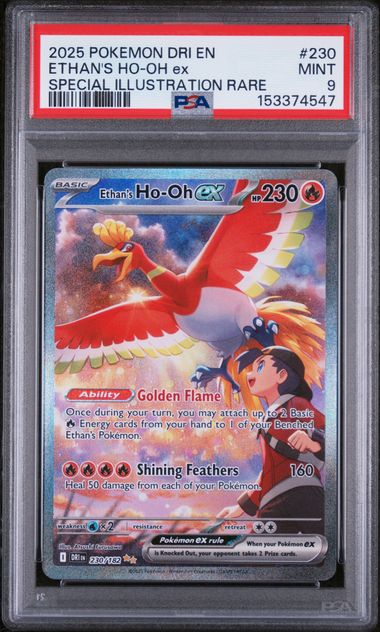 PSA 9 Ethan's Ho-Oh #230 Destined Rivals SIR (Cabinet)