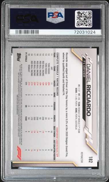 PSA 10 Daniel Ricciardo #182 Formula 1 Refractor (Cabinet)