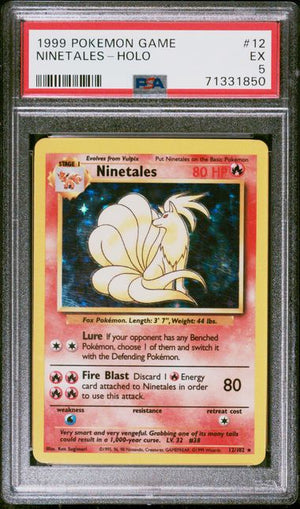 PSA 5 Ninetales #12 base set unlimited (Cabinet)