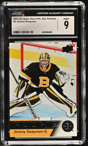CGC 9 rookie Jeremy Swayman #3 NHL star rookies