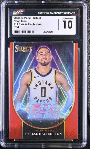 CGC 10 Tyrese Haliburton #14 Neon Icon Red Panini Select (Cabinet)