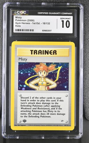CGC 10 Misty 1st Edition Gym Heroes #18 (Cabinet)