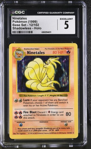 CGC 5 Ninetales #12 Shadowless Base Set Holo