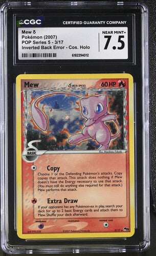 CGC 7.5 Mew Pop Series 5 #3 Inverted Back Error Cosmo Holo Bleed