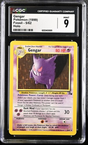CGC 9 Gengar Fossil Holo #5 Cert # 6222402008