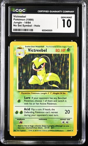 CGC 10 Victreebel No Symbol Jungle Holo Error #14 (Cabinet)