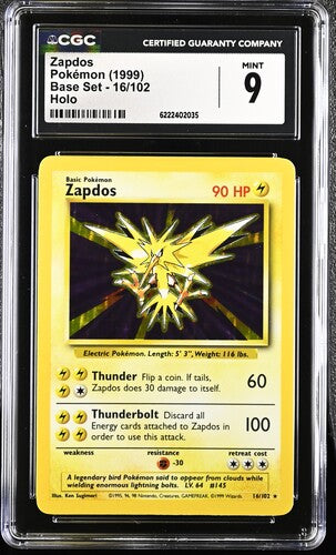 CGC 9 Zapdos Base Set Holo #16