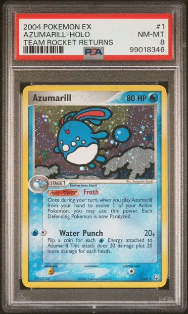 PSA 8 Azumarill 1/109 Team Rocket Returns Holo Rare (Cabinet)