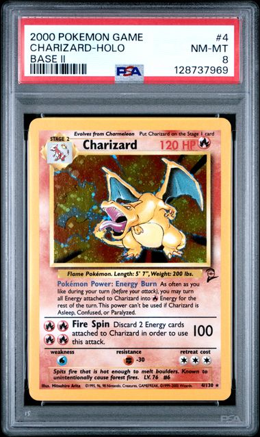 PSA 8 Charizard #4 base set 2 (Cabinet)