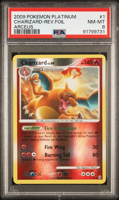 PSA 8 Charizard (1)/99 Holo Rare Reverse Holofoil Arceus (Cabinet)