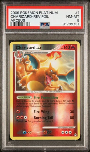PSA 8 Charizard (1)/99 Holo Rare Reverse Holofoil Arceus (Cabinet)
