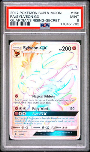 PSA 9 Sylveon GX (Secret) (158)/145 Secret Rare Holofoil (Cabinet)