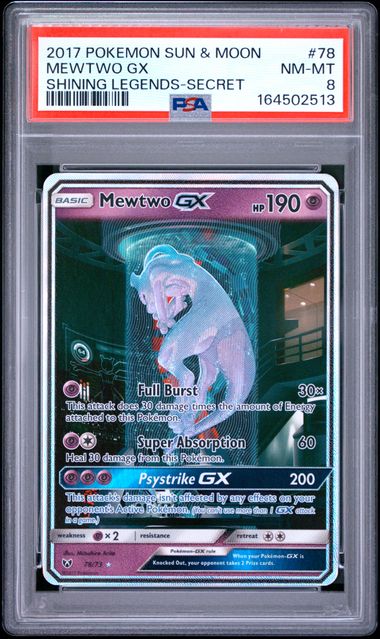 PSA 8 Mewtwo GX (Secret Shining) (78)/73 Shining Legends (Cabinet)