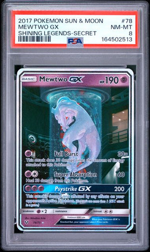 PSA 8 Mewtwo GX (Secret Shining) (78)/73 Shining Legends (Cabinet)