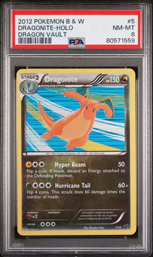 PSA 8 Dragonite #5 Dragon Vault Holo (Cabinet)
