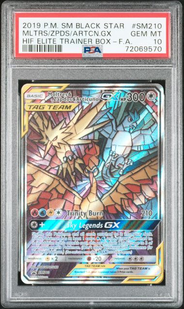Psa 10 Zapdos/Moltres/Articuno Glass stained birds SM promo #sm210 (Cabinet)