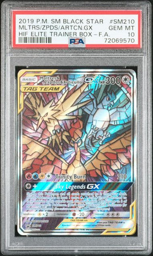 Psa 10 Zapdos/Moltres/Articuno Glass stained birds SM promo #sm210 (Cabinet)
