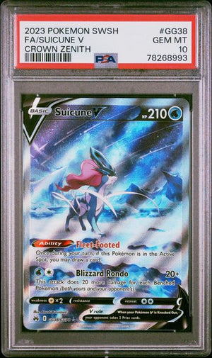 Psa 10 Suicune V #gg38 Crown Zenith (Cabinet)