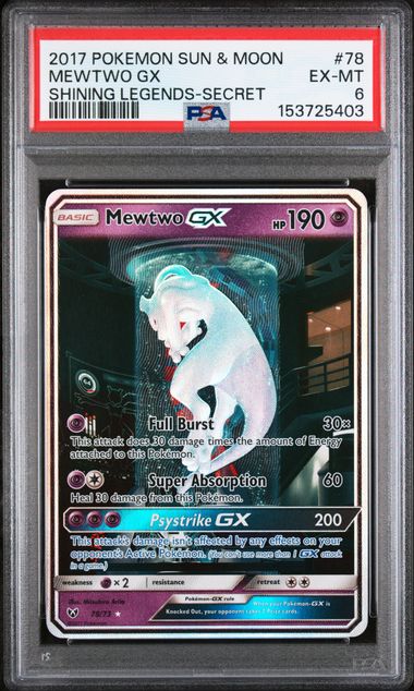PSA 6 Mewtwo GX (Secret Shining) (78)/73 Shining Legends (Cabinet)