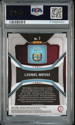 PSA 10 Lionel Messi #7 World Cup Qatar Prizm (cabinet)