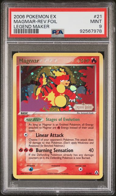 PSA 8 Magmar #21 Legend Maker Reverse Holofoil (Cabinet-NM)
